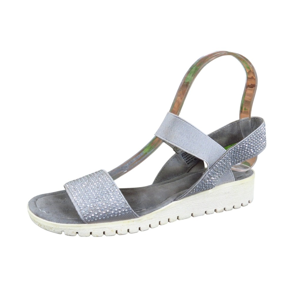 Yellow Box Jossie Women Wedge Sandals Size 6 Casual Comfort Gray Rhinestone